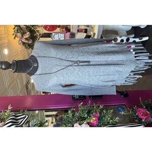 NEW HEATHMOOR women's fringe bottom sweater tunic in grey